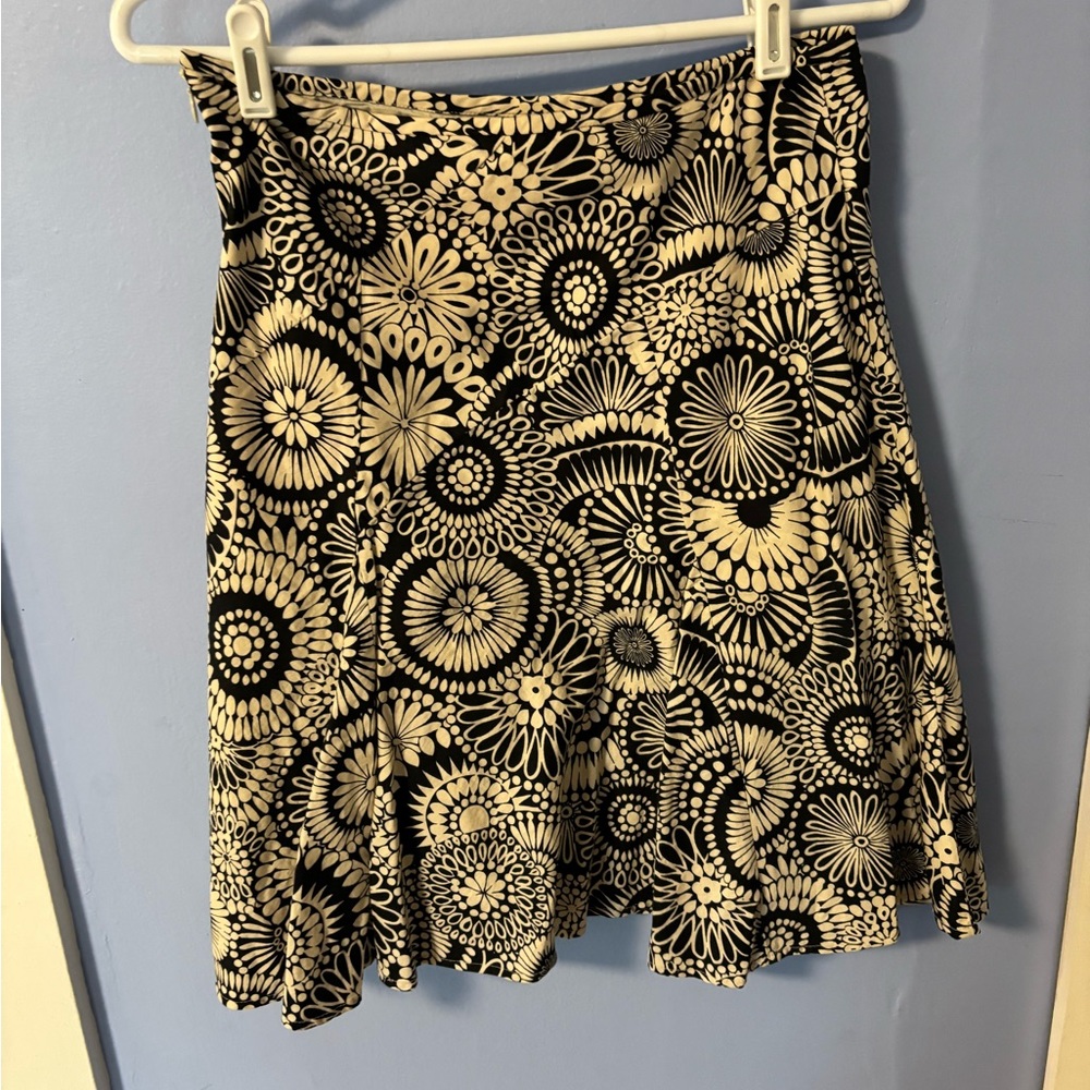 George Floral Skater Skirt in Black and Cream